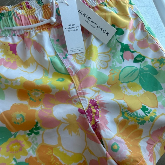Janie and Jack Pastel Floral Swim Shorts UPF 50 - Picture 2 of 6